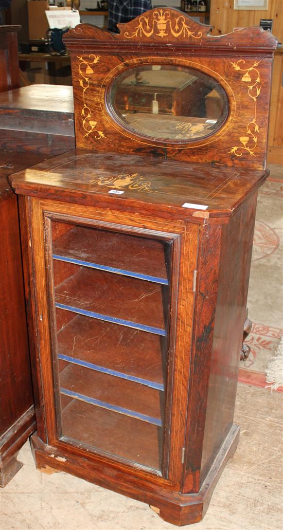 Victorian inlaid rosewood music cabinet